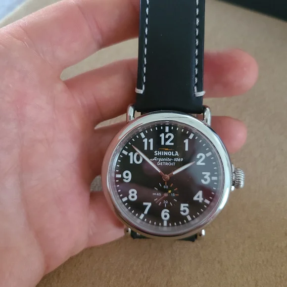 Shinola Runwell 47mm Black Leather Strap Watch S0110000012 - Picture 3 of 6